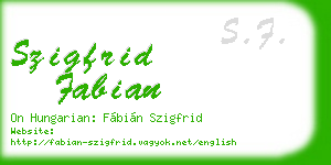 szigfrid fabian business card