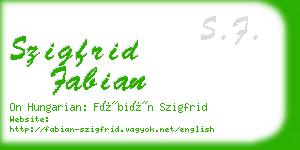 szigfrid fabian business card